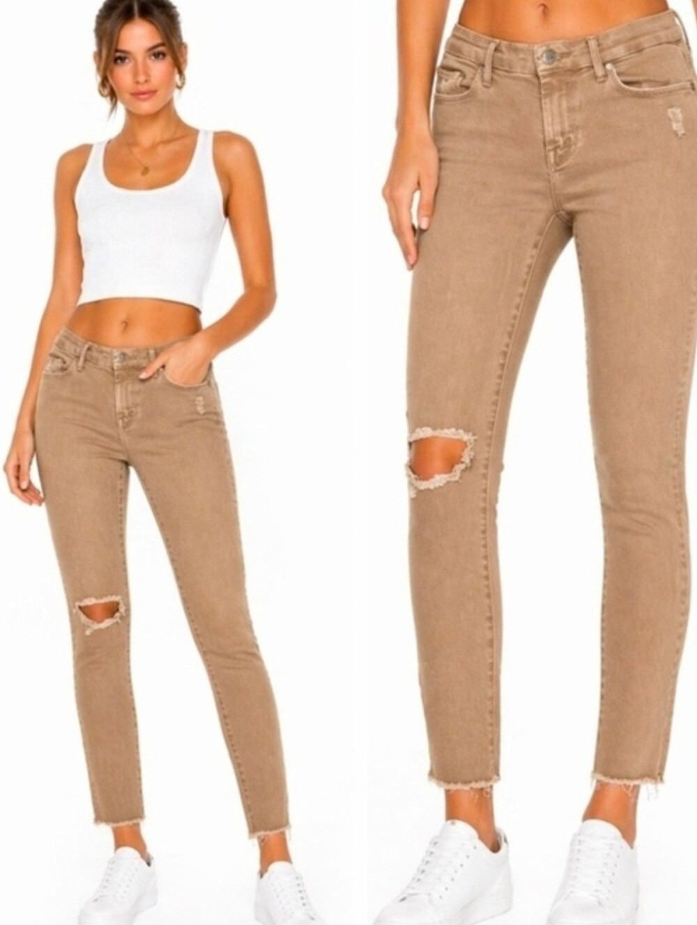 Mother The Looker Distressed Knee Jeans
